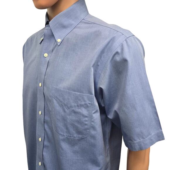Brooks Brothers 346 Short Sleeve Non-iron The Original Polo Shirt Men 15 Blue - Picture 6 of 14